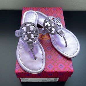 Tory Burch Metallic Miller Sandals in Rosa size 8